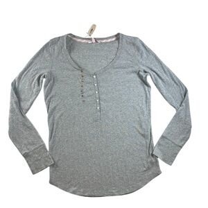 Victoria’s Secret Women's Henley Pajama Shirt in Grey Shimmer Size XL